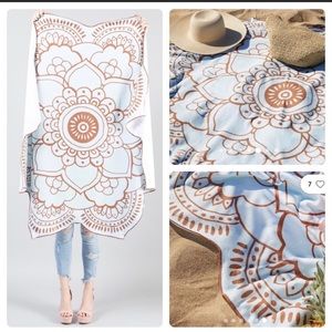 Vix Paula Hermanny Lotus Flower Towel Beach 59" Blue Brown